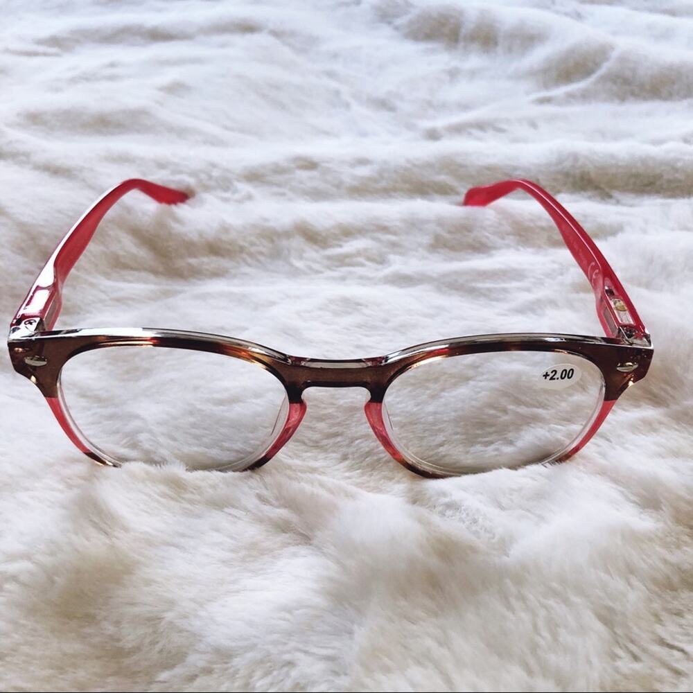 Lexi Red & Brown Round Rim Reader Glasses - Picture 3 of 12